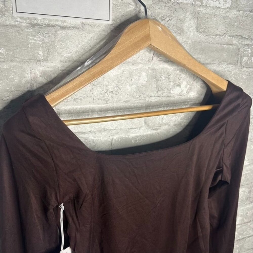 Lululemon Nulu Square Neck Long Sleeve Bodysuit Thong Cut NWT Size Large (FRPR) - Picture 9 of 16